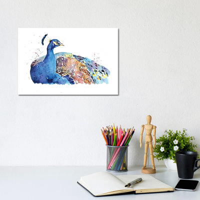 Peacock by EdsWatercolours - Wrapped Canvas Painting