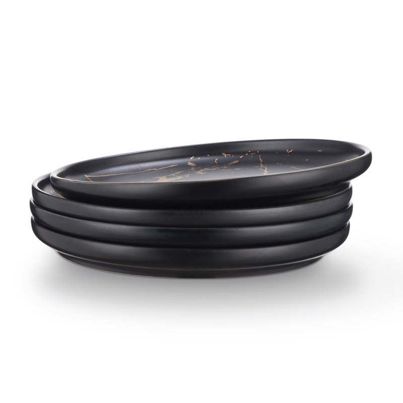 Ensemble de 4 assiettes en porcelaine Stone Lain Zora, Noir
