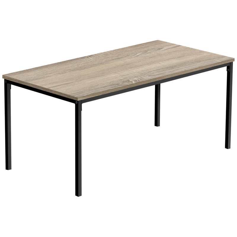 Table basse rectangulaire en stratifié taupe, L 40 po, avec pieds en métal noir, surface de vie contemporaine L 40 po, structure des pieds, aspect moderne