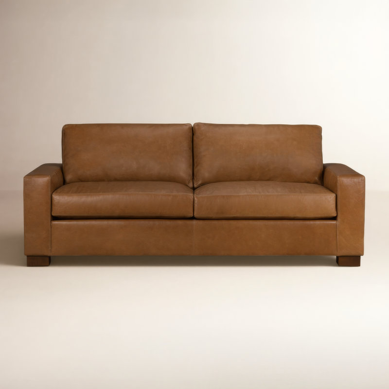 Jonie 91" Genuine Leather Sleeper Sofa, Bistro Saddle Genuine Leather