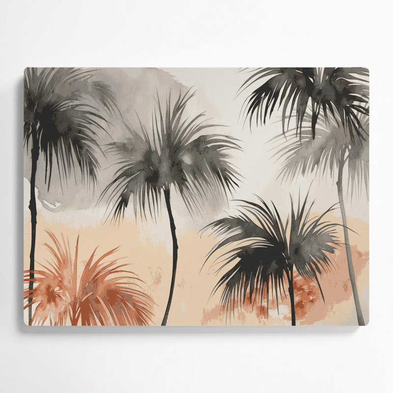«Hawaiian Minimalist Palms», art mural en métal beige, H 11 po x l 14 po