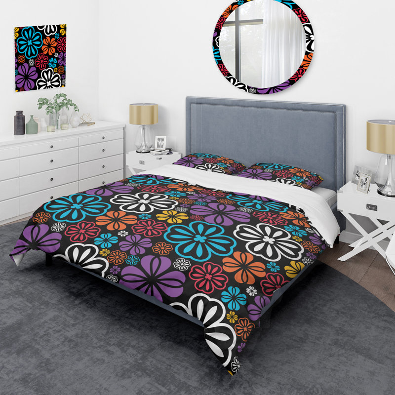 Multicolor Floral - Cabin & Lodge Duvet Cover Set, King Duvet Cover + 2 King Shams