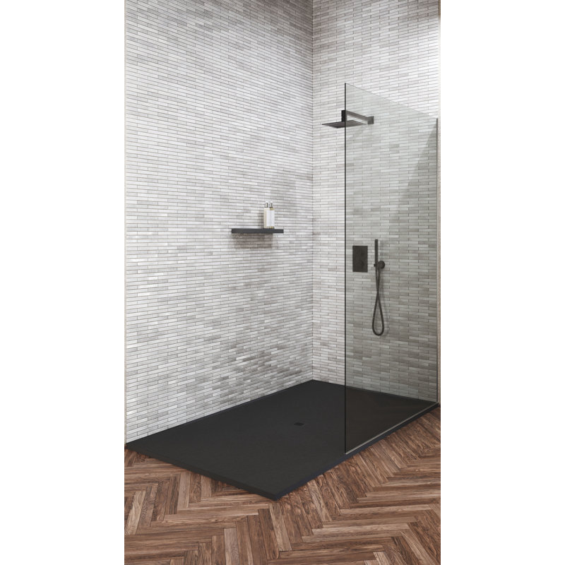 Base de douche Curbless Rex Ardoise 72 po x 42 po, Noir