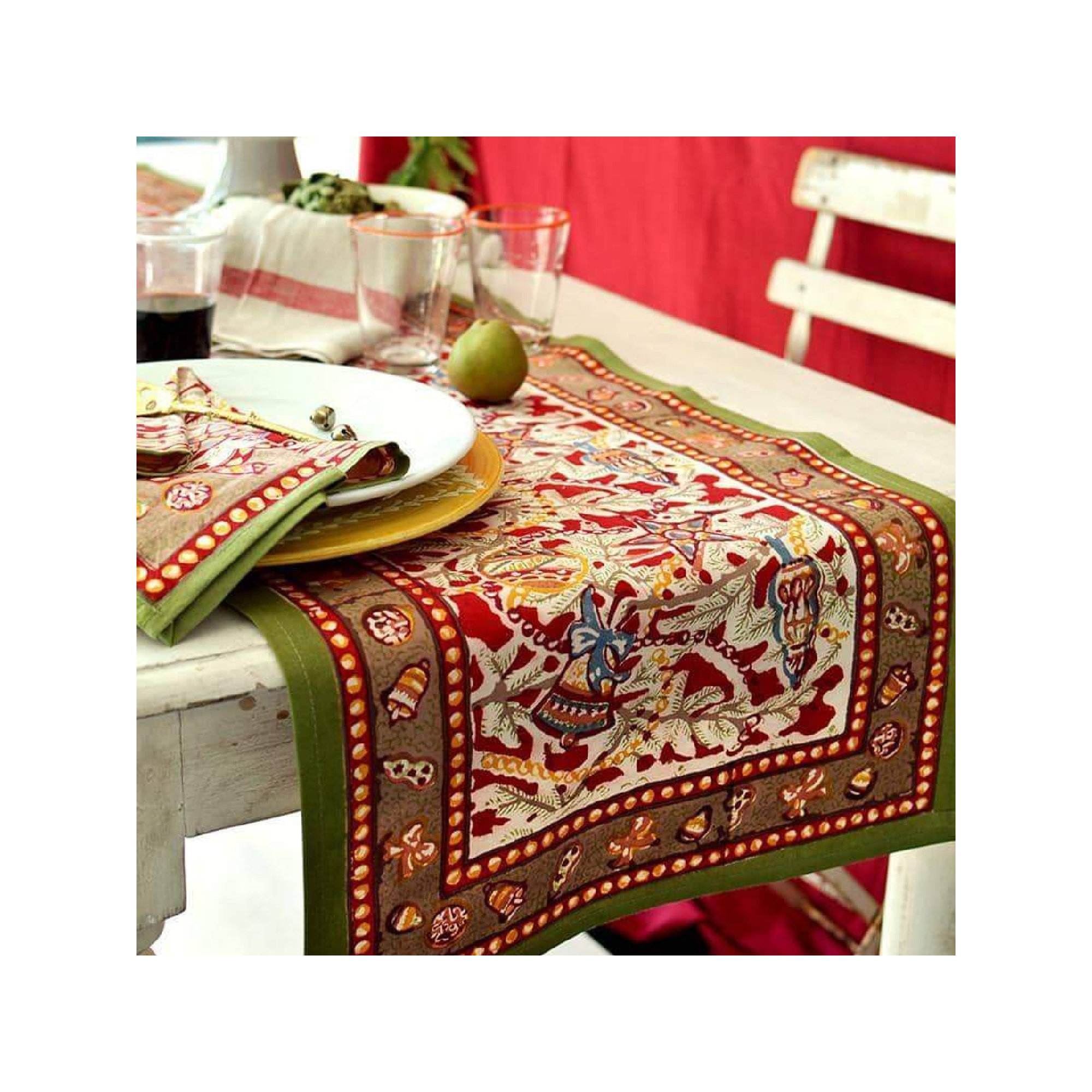 Floral Christmas Table Runnner, 90" x 16"