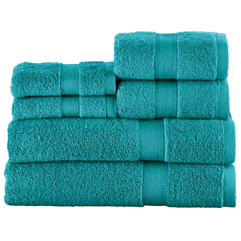 Ensemble de serviettes 6 pièces 100% coton Brooke-Louise, Bleu sarcelle