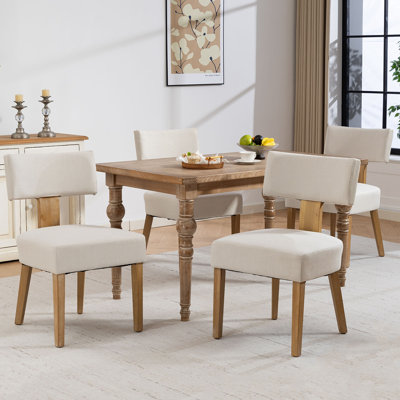 Chaise rembourrée en tissu de bois massif et chaise d'appoint sans accoudoirs