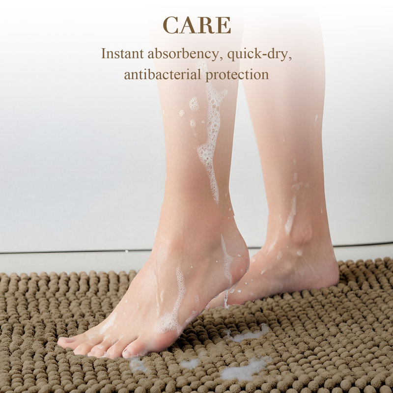 Thick Soft Absorbent Non Slip Boho Bath Mats, 20*47+20*32, Light Brown