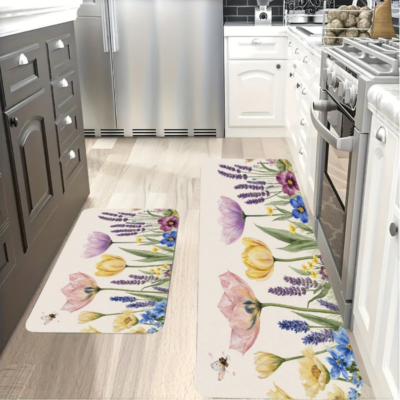 Aquarelle, tapis de cuisine antidérapants 2 pièces