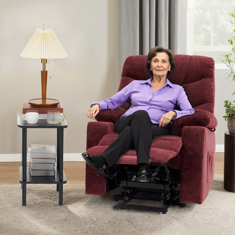 19.7" Seat Wide Small Power Lift Recliner Chair with Extended Footrest & USB and Type-C Charge Ports, Burgundy