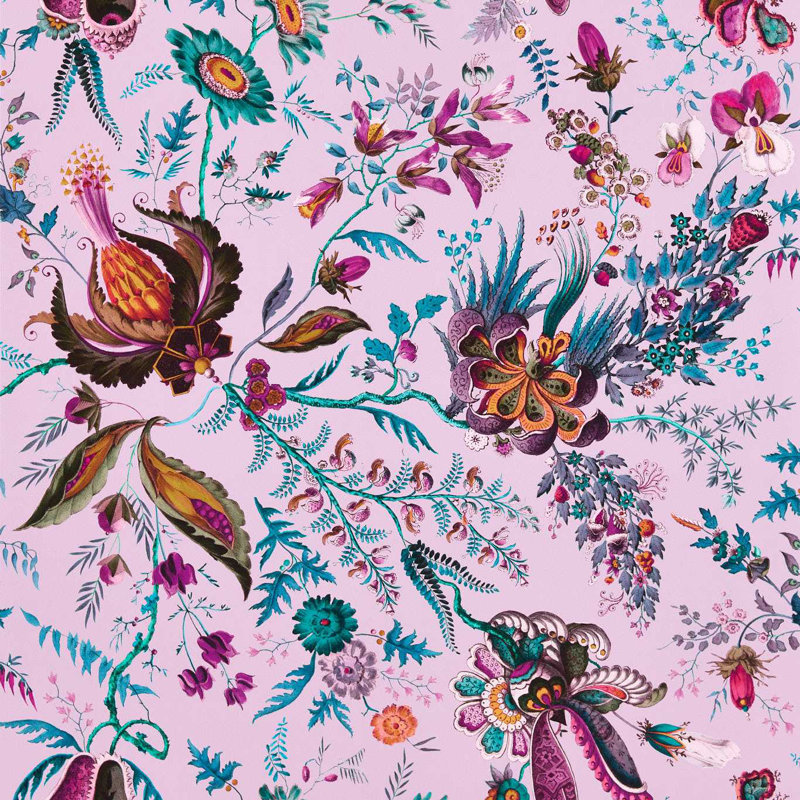 Wonderland Floral Wallpaper, Amethyst/Lapis/Ruby