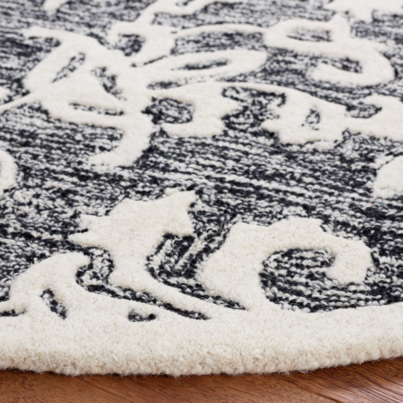 Metro Hand Tufted Wool And Cotton With Latex Floral Rug, Round 6'