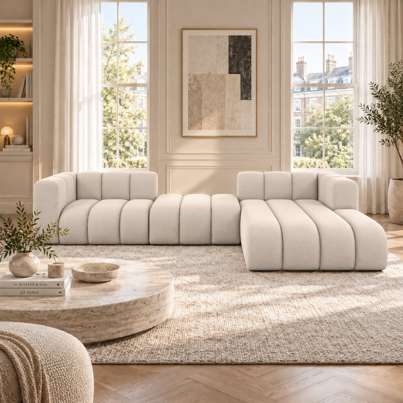 3 Seater Velvet Sofa & Chaise