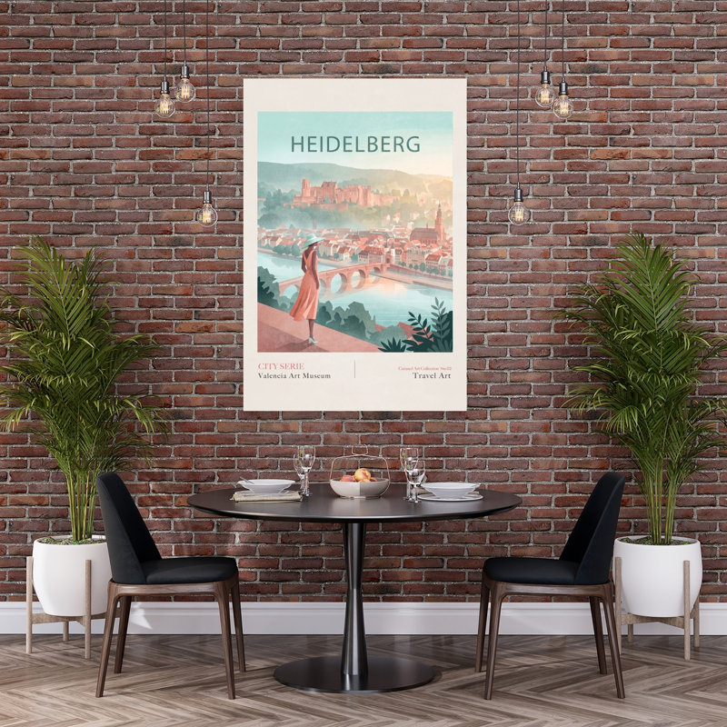 Château de Heidelberg, paysage urbain romantique, architecture abstraite, impression d'art mural, H 60 po x l 40 po