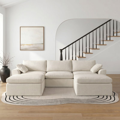 110″ U-Shaped Sectional Sofa, 5-Piece Modular Boneless Chenille Couch Set with Pillows, No Assembly Required