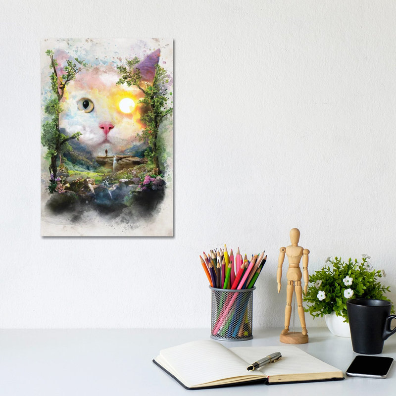 Day Cat by Barrett Biggers - Wrapped Canvas Painting, 20.32 cm H x 30.48 cm W