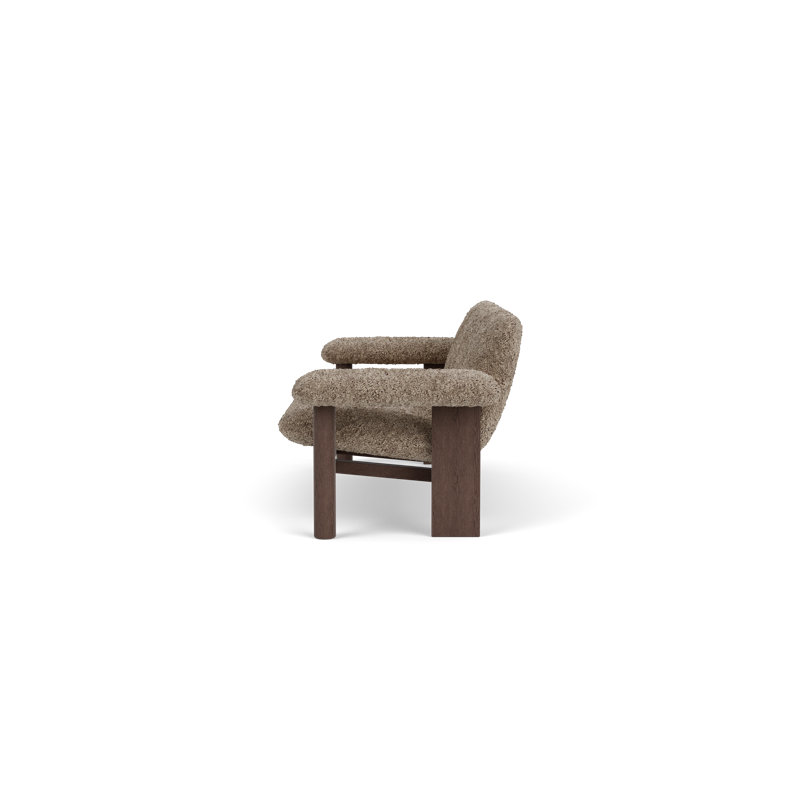 Brasilia Loveseat, Sahara Sheepskin, Natural Oak