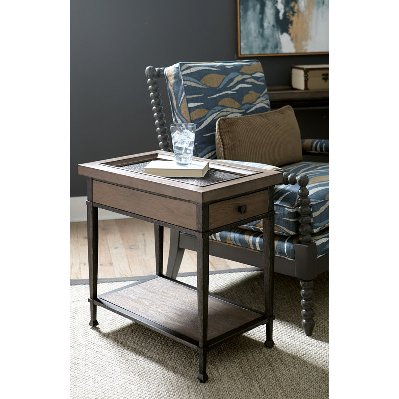 Table de bout avec rangement Safran Steel