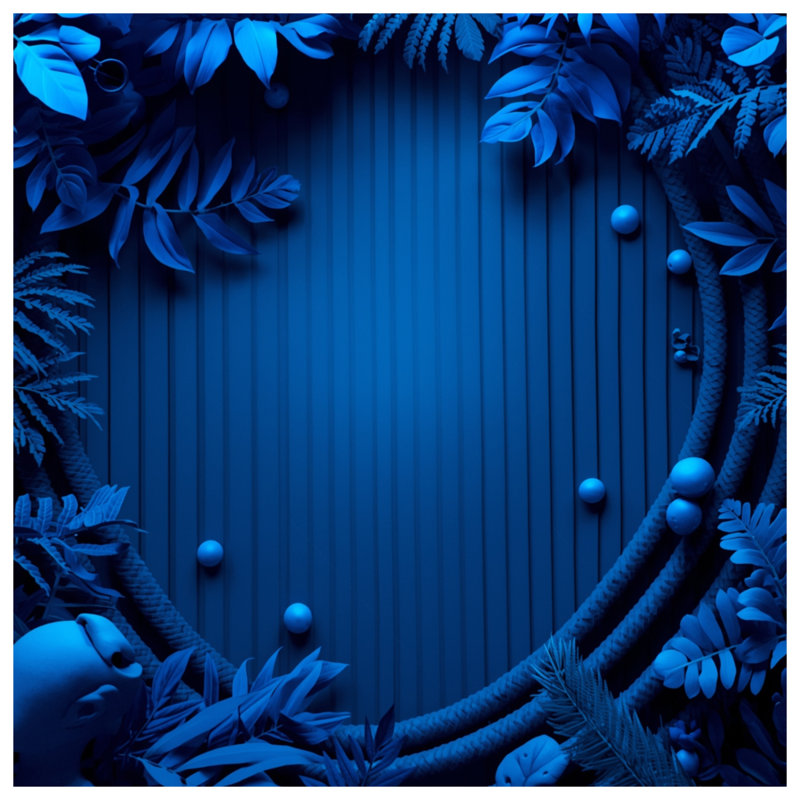 Tapis de bain bleu à feuillage abstrait, L 34 po x L 21 po