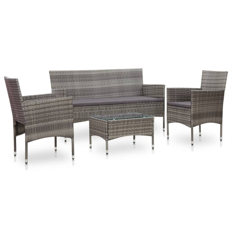 Méridienne 4 pièces avec coussins Amerius, Gris, gris