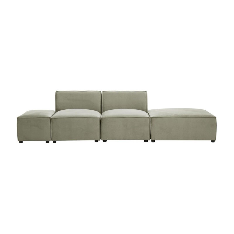 Rolandus 4 Seater Velvet Sofa, Light Grey