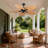 52 Inch Tropical Ceiling Fan With 5 Palm Leaf Blades, Indoor/Outdoor No Light Fan, Pull Chain Control, Dual Mounting Options, Ideal For Patios And Bedrooms