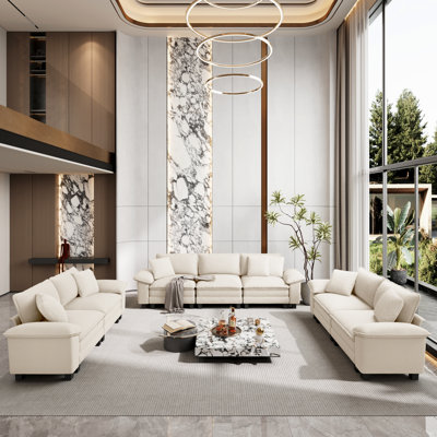 3-Piece Upholstered Modular Sectional Sofa Sets, Oversized Couch Set with Sofa and Loveseats