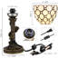 Petite lampe de table Tiffany en verre coloré 6 x 6 x 13,5 pouces pour bureau de chevet (perle crème)