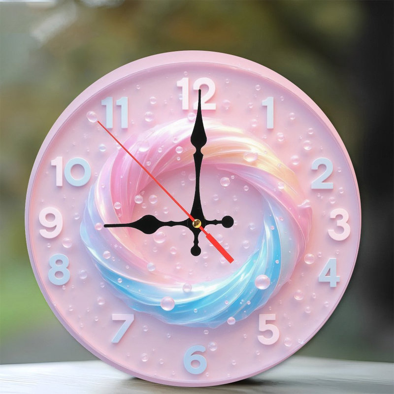 Horloge, chiffres, arc-en-ciel, tourbillons, bulles