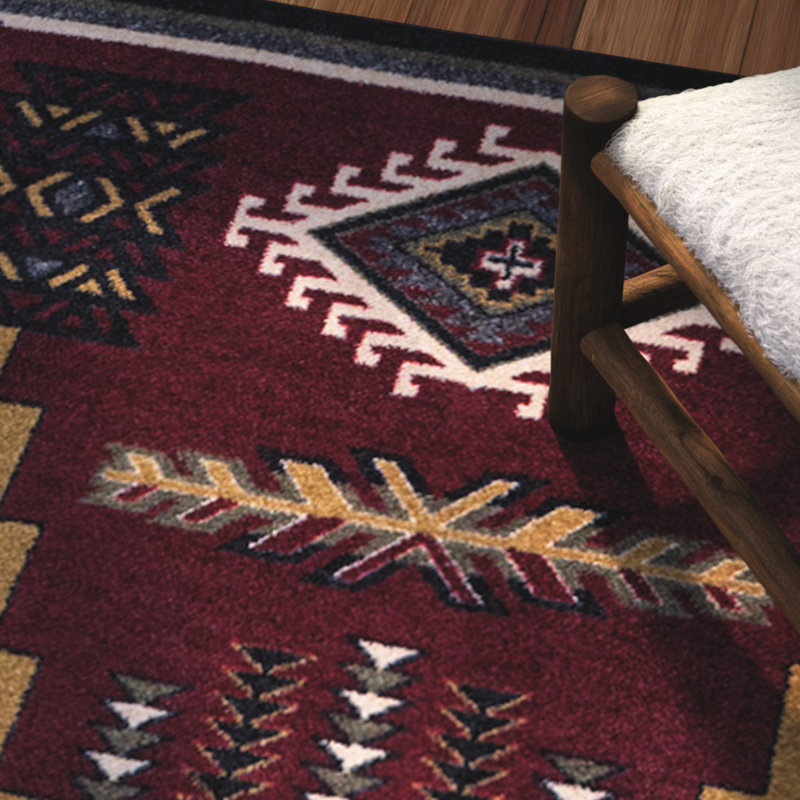 Tapis rouge / noir Busselton Southwestern, Rectangle 3 pi 10 po x 5 pi 4 po