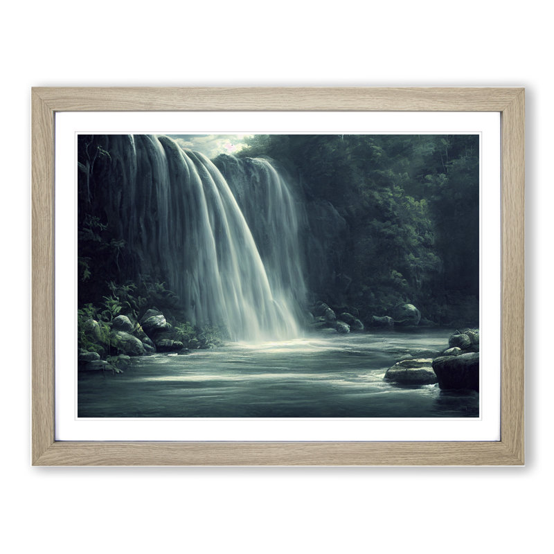 Iconic Waterfall - Single Picture Frame Print, 25cm H x 34cm W, Oak
