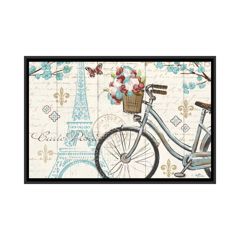 Paris Tour II by Janelle Penner - Print, 18" H x 26" W x 1.5" D, Black Framed Canvas, No Matte