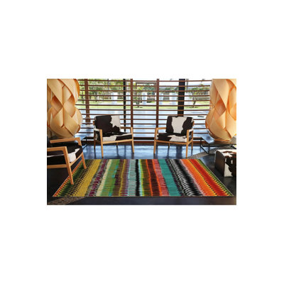 Tapis tissé à rayures de couleurs mélangées
