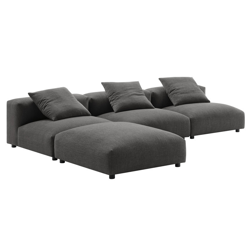 Solace 4-Piece Modular Upholstered Sectional Sofa, Charcoal Fabric