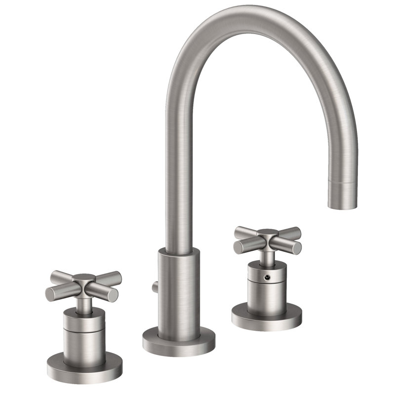 East Linear Widespread Bathroom Faucet with Drain Assembly, Stainless Steel