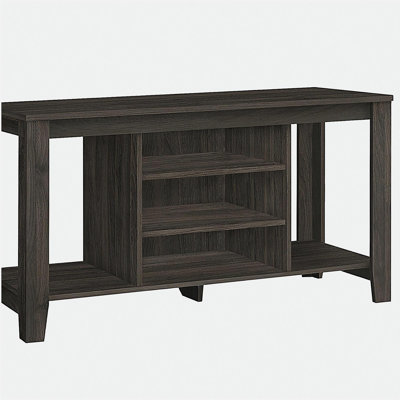 Meuble télé 48 po, console, centre multimédia, tablette de rangement, salon, chambre à coucher, placage brun