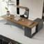 Bureau de direction rectangulaire en bois massif brun clair + acrylique-1597461207-1597461205