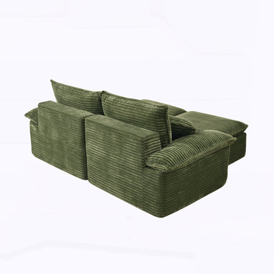 Oversized Corduroy Cloud Couch with Movable Ottoman Soft Modern Comfy and No Assembly