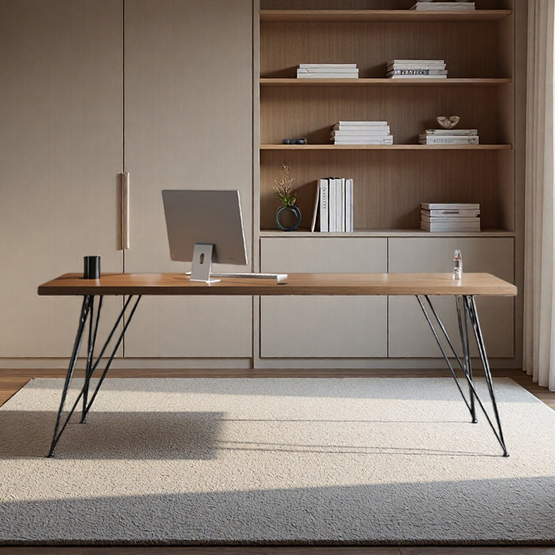 Bureau en bois massif / bureau à domicile, H 29,53 po x l 70,87 po x P 31,5 po