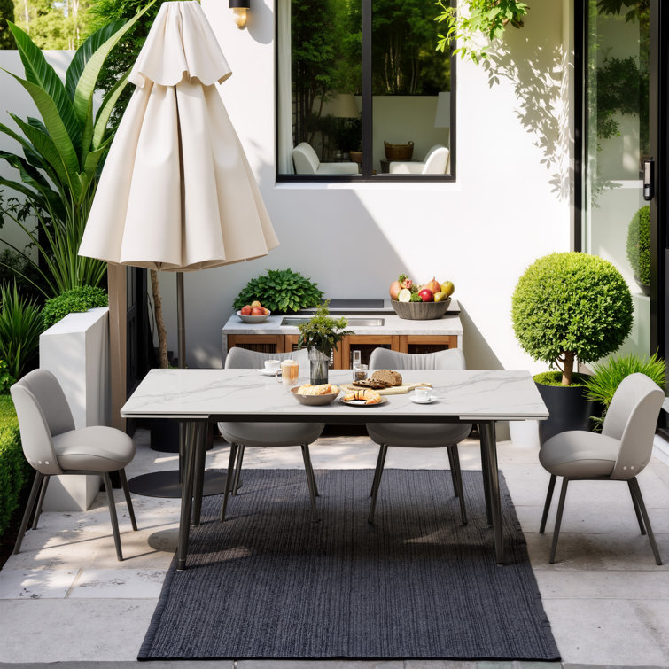Extendable Rectangular Sintered Stone Outdoor Dining Table