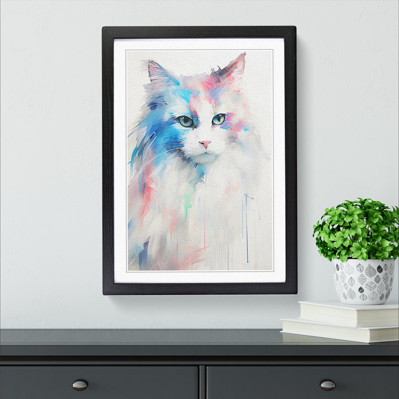 Ragdoll Cat Gestural No.2 - Framed Print, Black, 34cm H x 25cm W x 2cm D