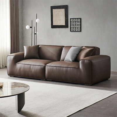 Causeuse modulaire en cuir véritable Coffee Coffee