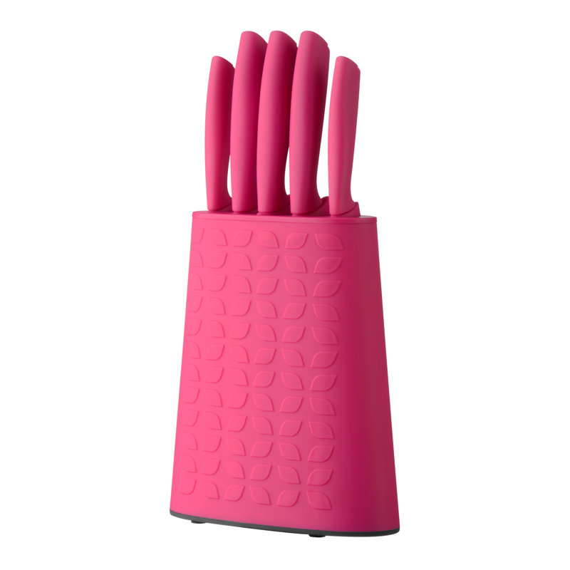 Symple Stuff 5 Piece Stainless Steel Knife Set, Hot Pink