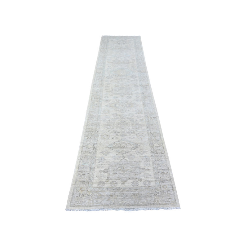 Tapis de couloir 100% laine noué à la main blanc ivoire 2 pi 8 po x 11 pi 3 po ABA302191C03423DA46B231409810D53