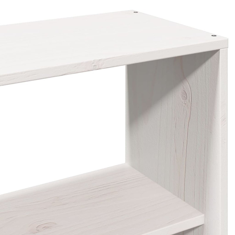 Solid Wood Bed with Shelf, without Mattress, 160 x 200cm, White