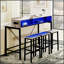 Ensemble de table de bar polyvalent avec prise de courant, lumières DEL et trois tabourets de selle ergonomiques pour les espaces de vie modernes-471096435-471096445