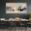 Doux nuages abstraits dans des tons de rosé et bleus neutres - grand art mural sur toile encadrée-1503634224-1503634237