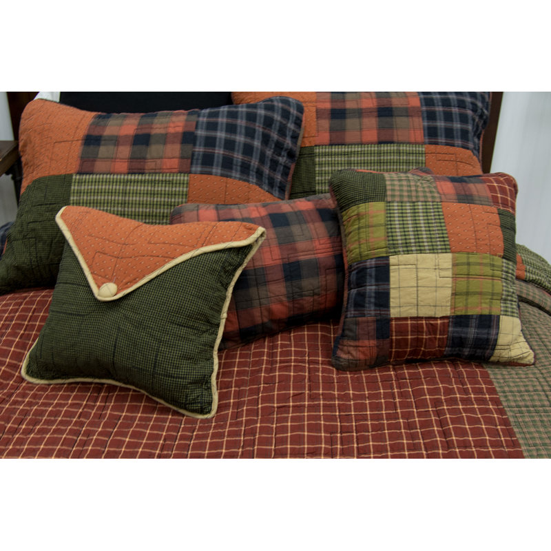 Woodland Square Patchwork Cotton Reversible Throw Pillow