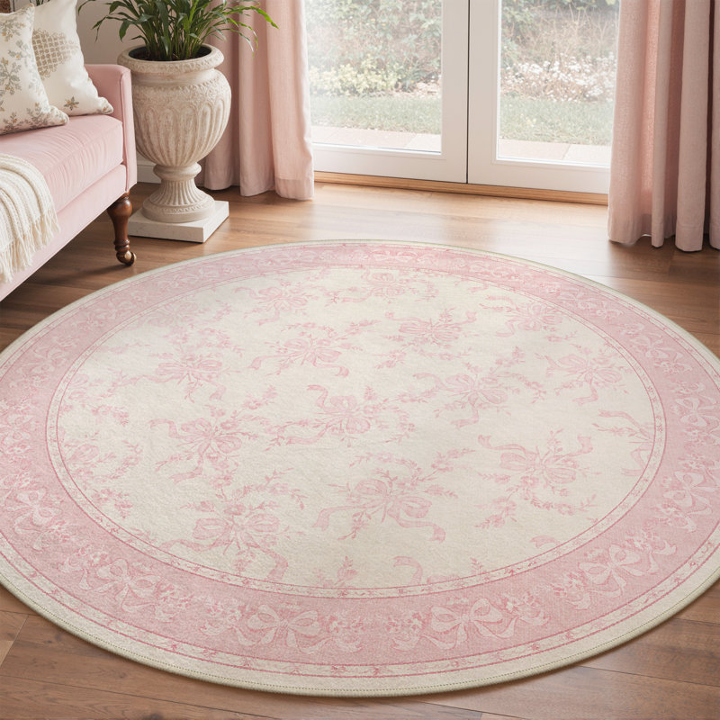 Tapis rose / beige Atascadero, Rond 5 pi