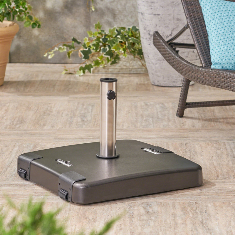 Base de parasol carrée en béton - 111,62 lb, noir, 13,6 pi utilisable à l'extérieur, carré 111,62 lb, support