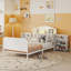 Structure de lit plateforme en métal avec 2 tablettes de rangement coulissantes-501137808